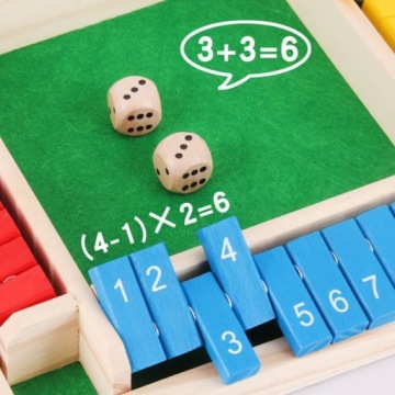 ЗАКРОЙТЕ КОРОБКУ ЗАКРОЙТЕ КОРОБКУ ДЕРЕВЯННАЯ ДОСКА КОСТИ ИГРА СЕМЬЯ ЦВЕТ