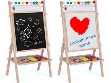 TABLICA DWUSTRONNA EDUKACYJNA DLA DZIECI MAGNETYCZNA KREDOWA + PAPIER