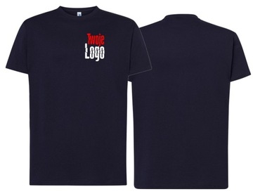 T-shirt Navy z nadrukiem Koszulka LOGO FIRMY M