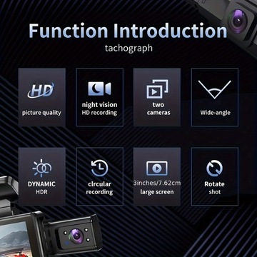 Видеорегистратор HD с двойной камерой, инфракрасным портом и циклической записью