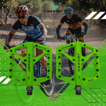 Pedały nylonowe zielone platformowe rowerowe lekkie duża platforma PINY MTB