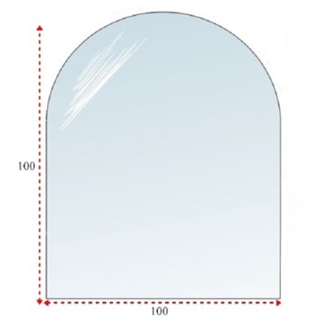 SZKŁO SZYBA HARTOWANA POD KOMINEK PIEC PIECYK 100x100 cm ŁUK PÓŁOKRĄGŁY