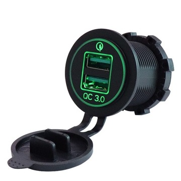ŁADOWARKA USB 2x QC 3.0 ZIELONY