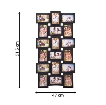 DUŻA RAMKA 18 ZDJĘĆ FOTORAMA 93x47 cm MULTI FOTO GALERIA KOLAŻ CZARNY