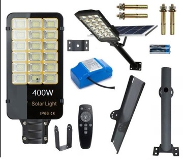 LAMPA ULICZNA LED SOLARNA 400W PRZEMYSLOWA 40 Ah L OŚWIETLENIE OGRODU 400