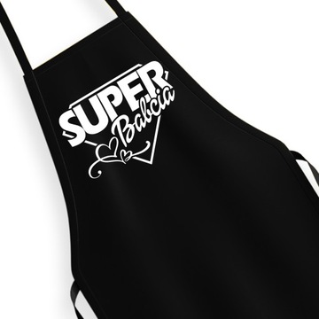 Czarny fartuch kuchenny dla SUPER BABCI babcia