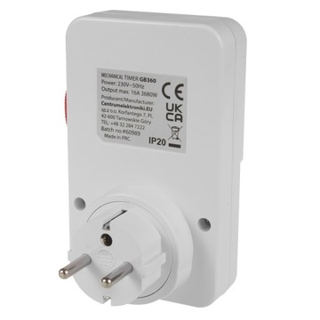 Таймер-переключатель - механический таймер GreenBlue, 48 программ, GB360 E