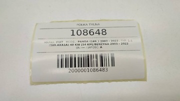 POLIČKA ZADNÍ KUFRU FIAT PANDA II PĚKNÝ 2003