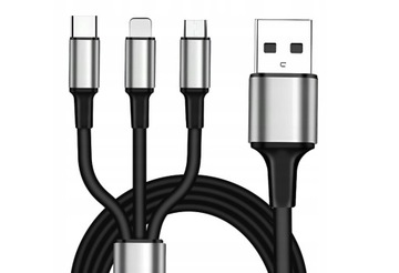 KABEL ŁADOWARKA 3W1 IPHONE / MICRO USB / TYP-C