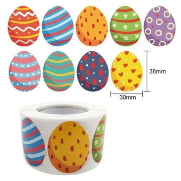500 sztuk/rolka naklejek na jajka wielkanocne nowość etykiety z króliczkami pieczęć naklejki tagi w paski