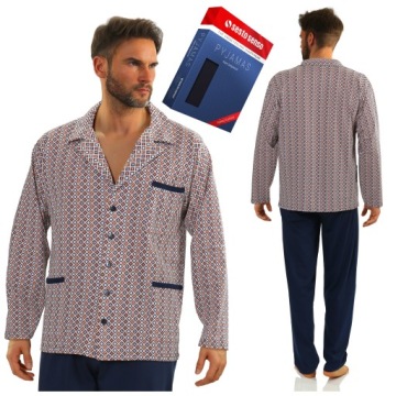 ROZPINANA BAWEŁNIANA PIŻAMA MĘSKA KOSZULOWA