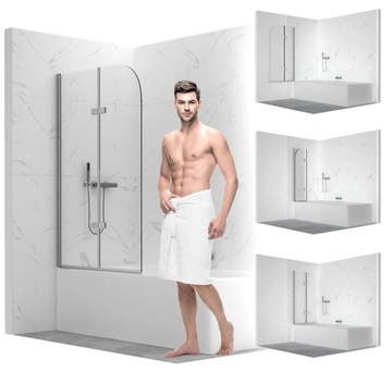 PARAWAN NAWANNOWY SKŁADANY 2 - SKRZYDŁOWY CHROM 100CM TRANSPARENTNY SEVANTE