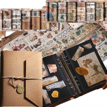 ZESTAW DO SCRAPBOOKINGU KREATYWNY NAKLEJKI 36 ROLEK ALBUM DO ZDOBIENIA