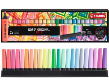 Zakreślacz STABILO BOSS ARTY w etui 23 kolory NEON PASTEL + podstawka