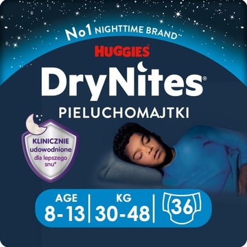HUGGIES DryNites Boy 8-13 lat (30-48kg) 4x 9 szt