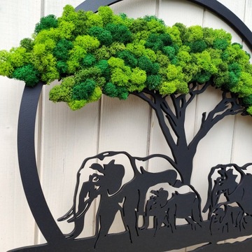 ДЕРЕВО со мхом 50см 4 слона под елкой 3 цвета Мох ПРЕМИУМ