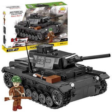 KLOCKI COBI 2289 CZOŁG PANZER III AUSF.J WOJSKOWY 2W1 FIGURKA WOJSKO ARMIA