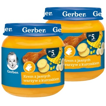 Gerber Krem z jasnych warzyw z kurczakiem po 5 miesiącu 125 g