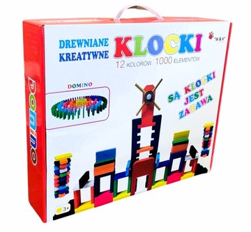 KLOCKI DREWNIANE EDUKACYJNE DOMINO 600 ELEMENTÓW