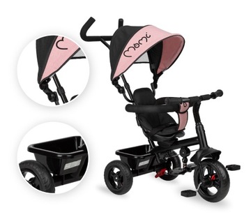 Трехколесный велосипед 5-в-1 — MoMi IRIS PINK — ВРАЩАЮЩАЯСЯ НА 360° КОРЗИНА