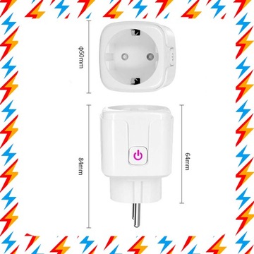 2x РОЗЕТКА ДЛЯ ТАЙМЕРА Wi-Fi SMART TUYA ВАТТМЕТР С ТАЙМЕРОМ 16А