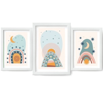 BOHO Tęcza Zestaw 3szt Plakaty do pokoju dziecka 40x50 dekoracje dziecięce