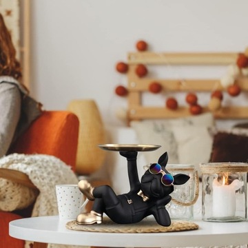 NORDIC BULDOG FRANCUSKI RZEŹBA FIGURKA PSA STATUA NA KLUCZE PODSTAWKA TACA