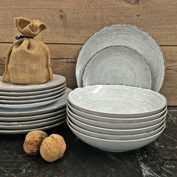 LUBIANA KERAJET SERWIS OBIADOWY 18EL RAYADO GREY 9015/101 TALERZE ZESTAW