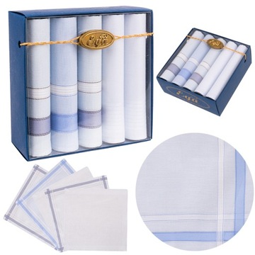 5x CHUSTECZKI DO NOSA PASTELOWE BAWEŁNIANE ELEGANCKI ZESTAW W PUDEŁKU