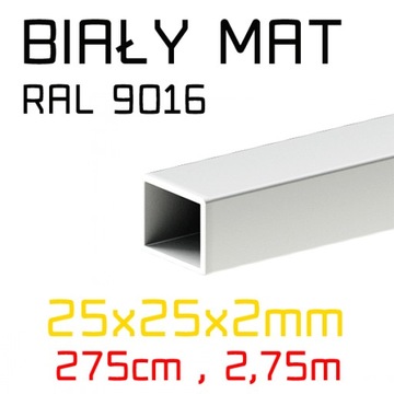Rura profil BIAŁY RAL 25x25x2mm 275cm balustrady