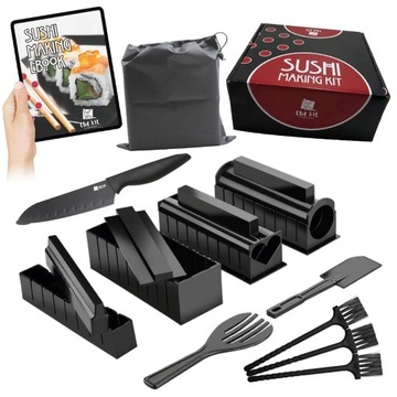 15X ZESTAW DO ROBIENIA SUSHI MATA BAMBUSOWA ROLKA NÓŻ PAŁECZKI SZPATUŁKA