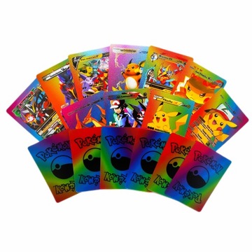 KARTY POKEMON TĘCZOWE 55 szt zapakowane plastikowe