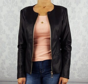 # Женская кожаная куртка Eco Chanelka - черный - плюс - размер #