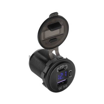 Gniazdo zapalniczki USB C z QC Z miernikiem V pro