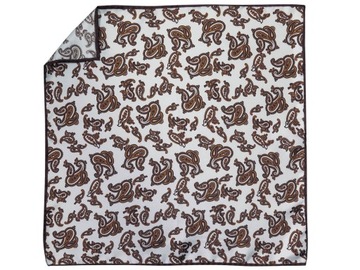 Beżowa jedwabna poszetka w brązowy paisley EJ2