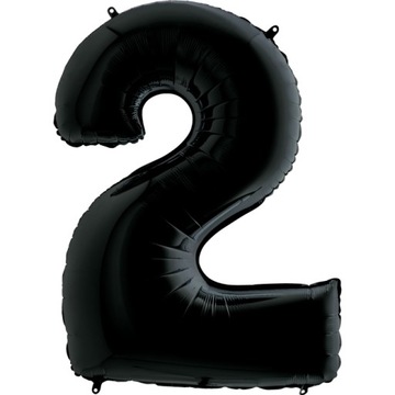 Balon foliowy cyfra 2 czarny 102cm Grabo