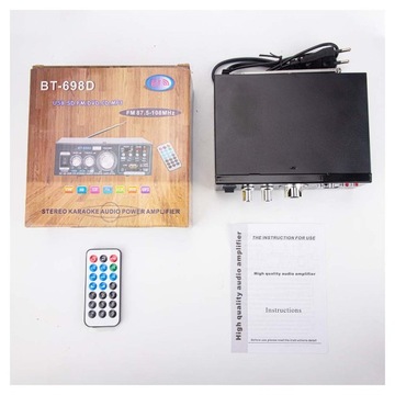 СТЕРЕОУСИЛИТЕЛЬ HIFI BLUETOOTH КАНАЛ 2.0 АУДИОПЛЕЕР 80 ДБ 180 Вт+180 Вт