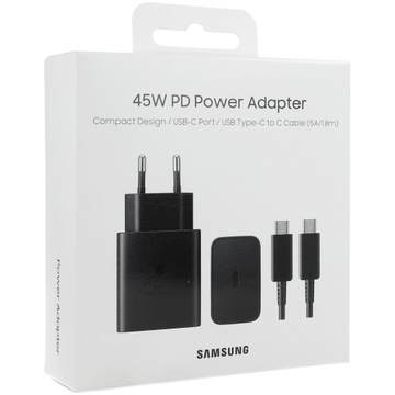 Ładowarka sieciowa Samsung PD 45W USB-C +kabel 1,8m do Galaxy S24 Ultra