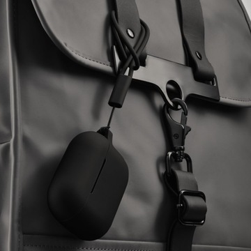 Etui na słuchawki Airpods 3 czarne Hama Apple World silikonowe z zawieszką