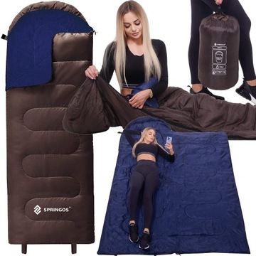 ŚPIWÓR MUMIA TURYSTYCZNY LEKKI CIEPŁY KOŁDRA KAPTUR 2w1 POKROWIEC 220x80 cm