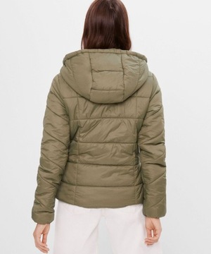 BERSHKA pikowana khaki NOWA kaptur puchowa S/36