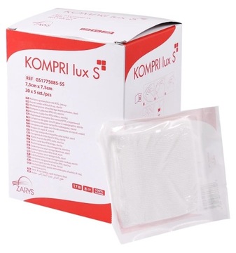KOMPRESY GAZOWE 7,5x7,5cm 20x5szt GAZIKI JAŁOWE