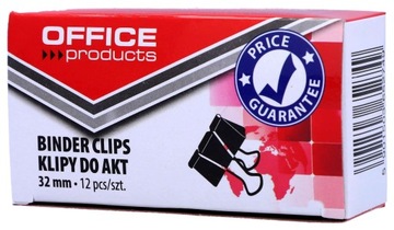 Klipy biurowe 32mm 12szt czarne klips