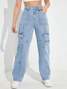 SHEIN Niebieskie jeansy kieszenie (30)
