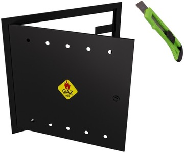 DRZWICZKI I RAMKA SKRZYNKA GAZOWA 600x600 CZARNA GAZ SZAFKA + NÓŻ GRATIS
