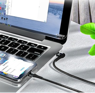 Угловой магнитный кабель USB C - USB-C 100 Вт 5 А PD QC4 для телефона, ноутбука