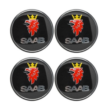 4x SAAB NAKLEJKI EMBLEMATY ZNACZKI NA FELGI 59MM