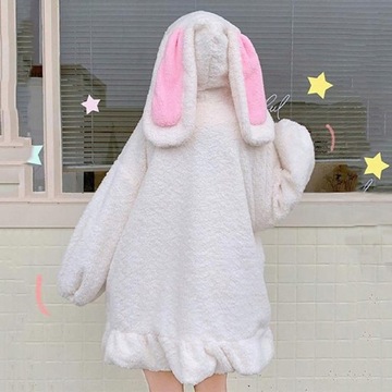 Królik Uszy Bluza Kobiety Zip Up Bluzy Kawaii Dzie