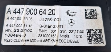 MERCEDES-BENZ VITO VIANO PŘÍSTROJOVÁ DESKA BUDÍKY TACHOMETR A4479006420