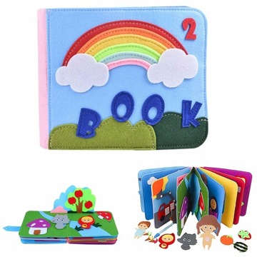 KSIĄŻKA SENSORYCZNA MONTESSORI FILCOWA 9 STRON